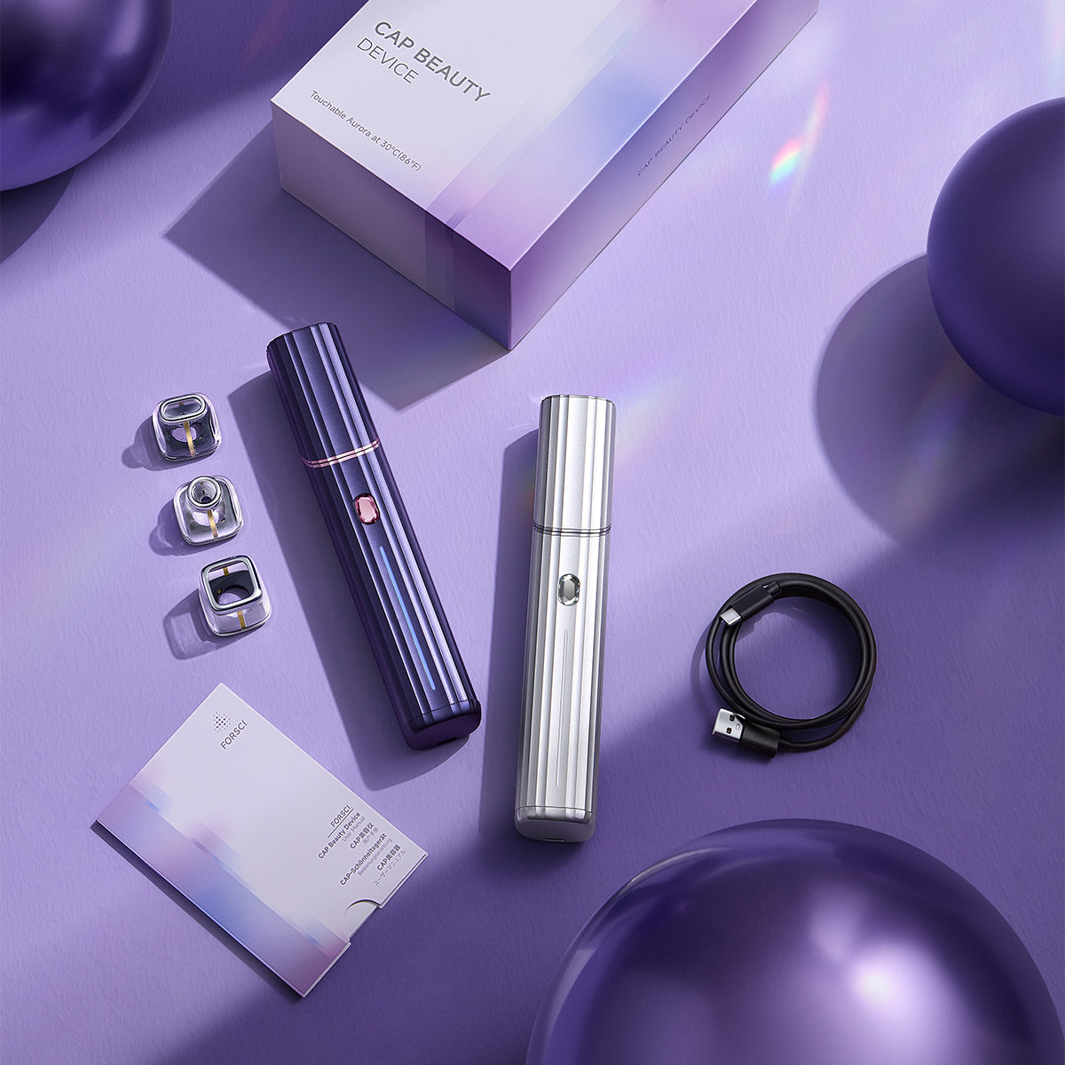 FORSCI CAP Renewal Wand unboxing showing complete anti-aging device package